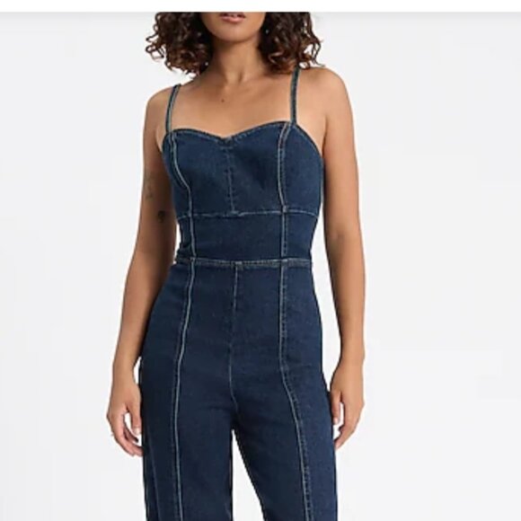 Denim Back Cutout Hyper Sculpt Wide Leg Jumpsuit - Picture 8 of 8